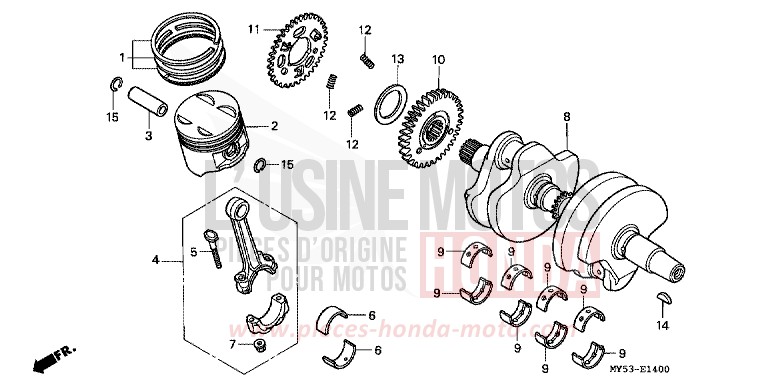 KURBELWELLE/KOLBEN von CB1300 Super Bold'or ABS SEYCHEL NIGHT BLUE (PB186) von 1994
